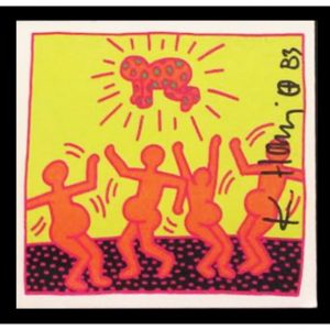 Danza - Card firmata in originale da Keith Haring disponibile presso la galleria Deodato Arte 