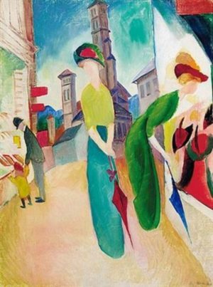 August Macke, Zwei frauen vor dem Hutladen, 1914