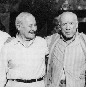 I due artisti Joan Mirò e Pablo Picasso, insieme.