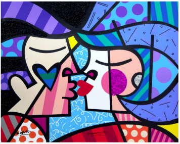 Love Circle Love - Opera d'arte di Romero Britto in vendita presso la Galleria Deodato Arte