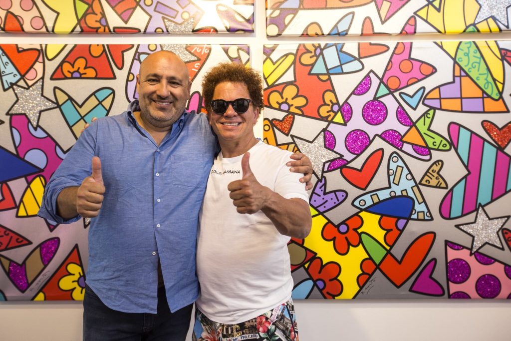 Romero Britto e Deodato Salafia, proud owner della Galleria Deodato Arte